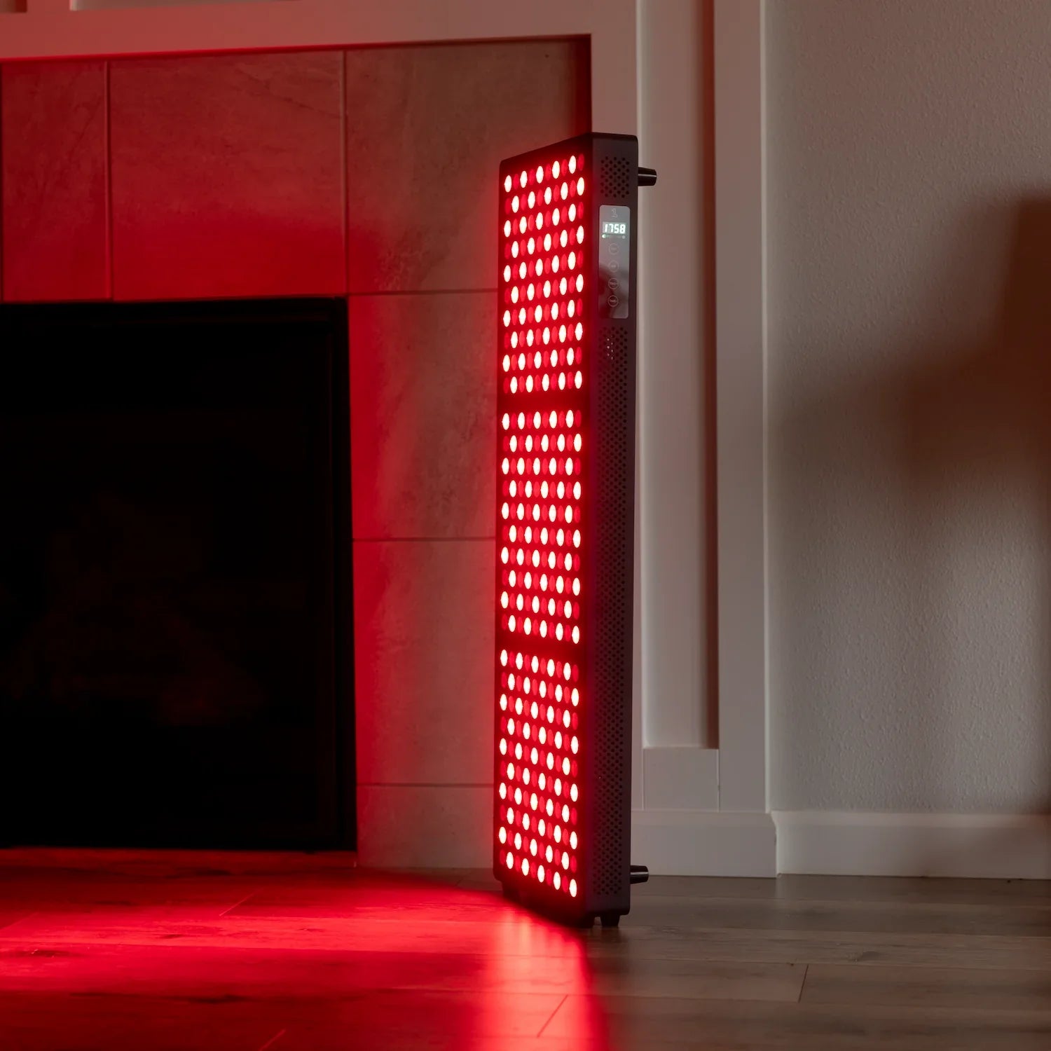 RN300 red light therapy panel LED close-up showing red and near-infrared diodes