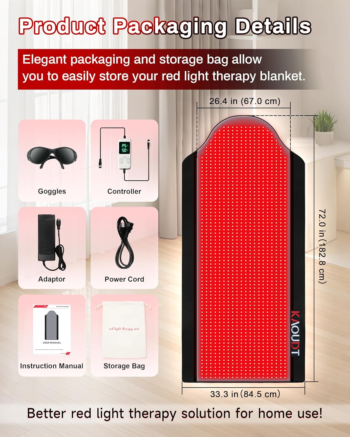 Red light therapy mat full-body coverage — lightweight collapsible portable design