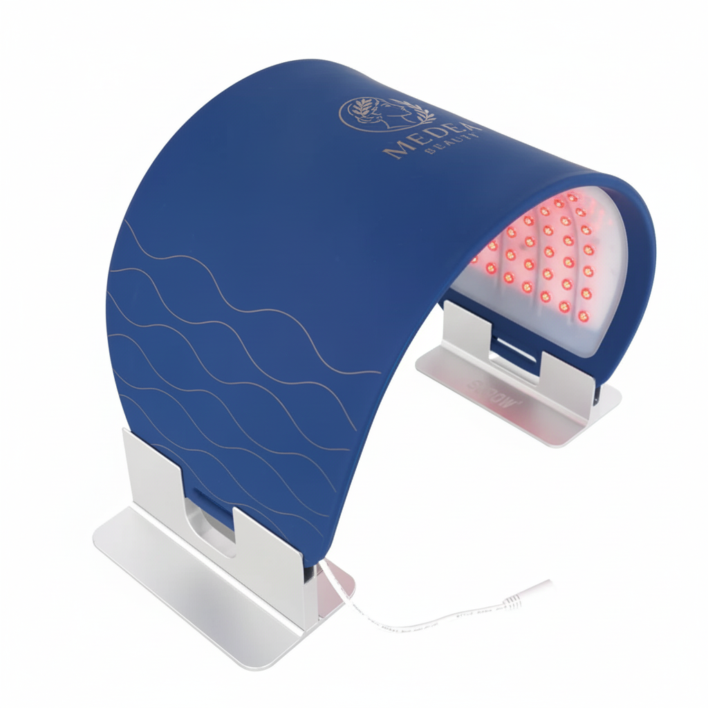 Athena LED therapy panel angled view — adjustable stand for personalized treatment