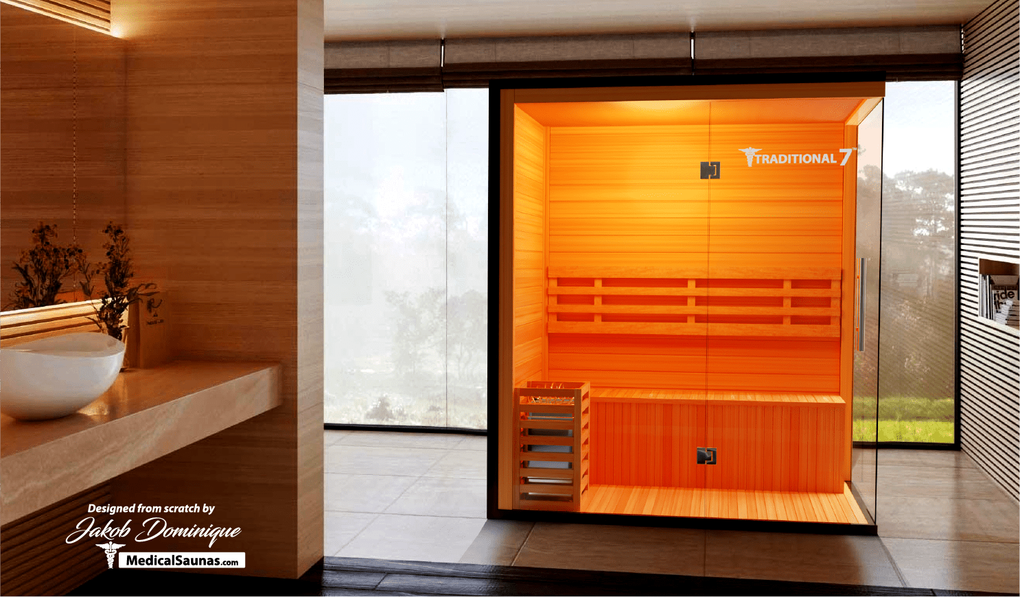 3-Person Home Steam Sauna — Traditional 7