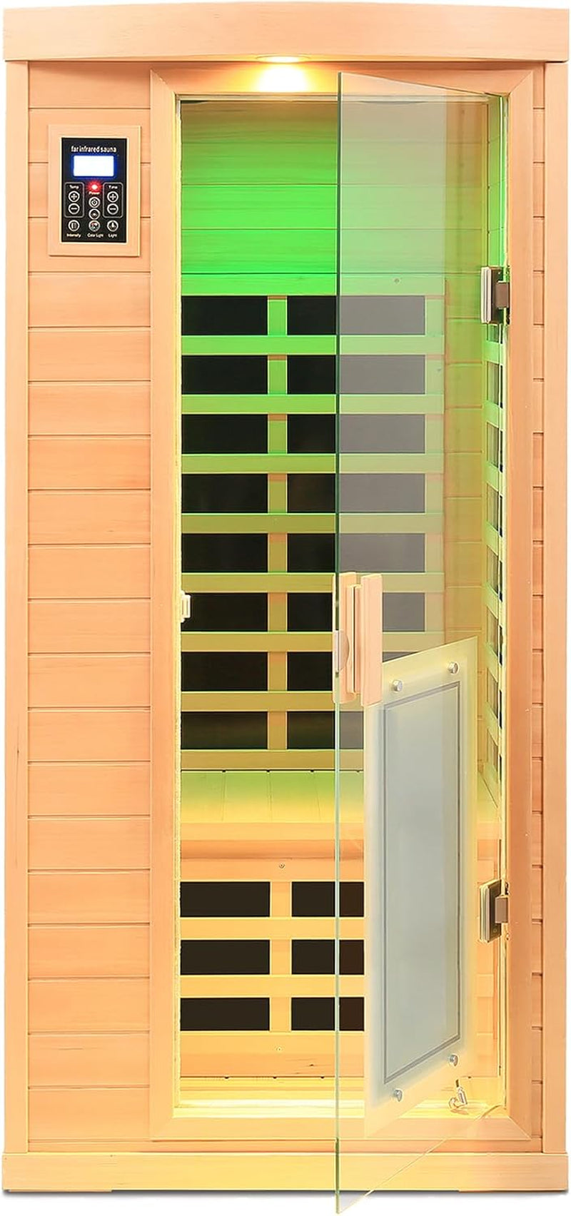Salusheat 1-Person ultra-low-EMF Canadian hemlock infrared sauna — 0 to 5mG radiation control