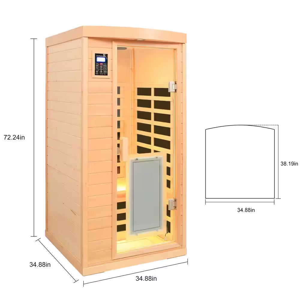 Moray 1-Person Indoor Hemlock Infrared Sauna with 8 Far-Infrared Carbon Crystal Heaters and Chromotherapy