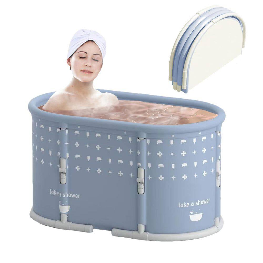 Portable Foldable Bath Tub for Adults No Installation Needed Large Separate Hot SPA Soaking Ice Bathtub Gray