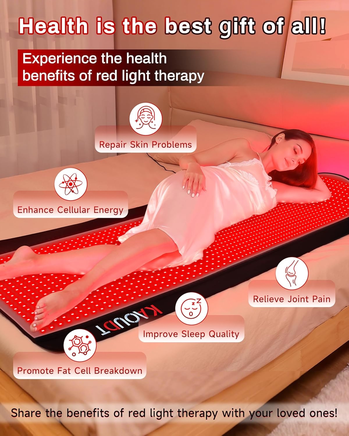 Medical-grade red light mat irradiance — over 114 mW per cm squared therapeutic dose